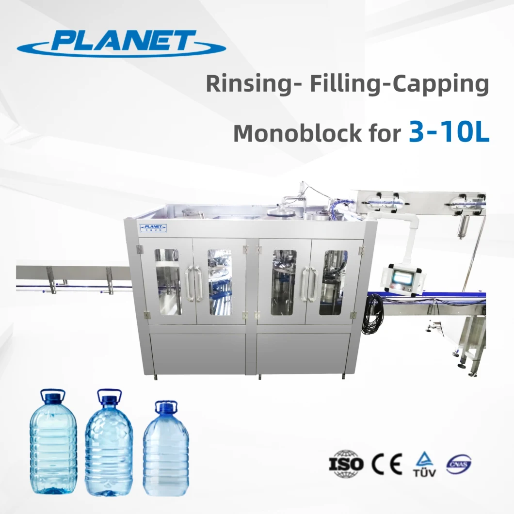 Turnkey Project 3L/5L/8L/10L Pet Plastic Bottle Drinking Water Blowing Molding Rinsing Filling Capping Screwing Labeling Packing/Packaging 3 in 1 Machine