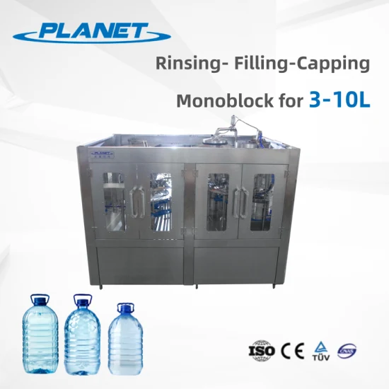 Turnkey Project 3L/5L/8L/10L Pet Plastic Bottle Drinking Water Blowing Molding Rinsing Filling Capping Screwing Labeling Packing/Packaging 3 in 1 Machine