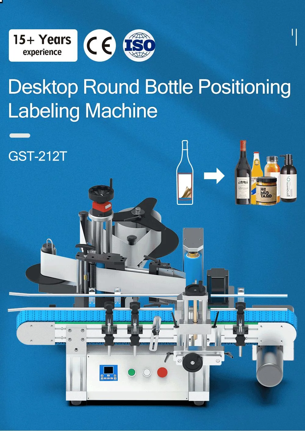 Desktop Round Bottle Wine Bottle Labeling Machine Bottle Labeler Machine Juice Beverage Sticker Labeling Machine