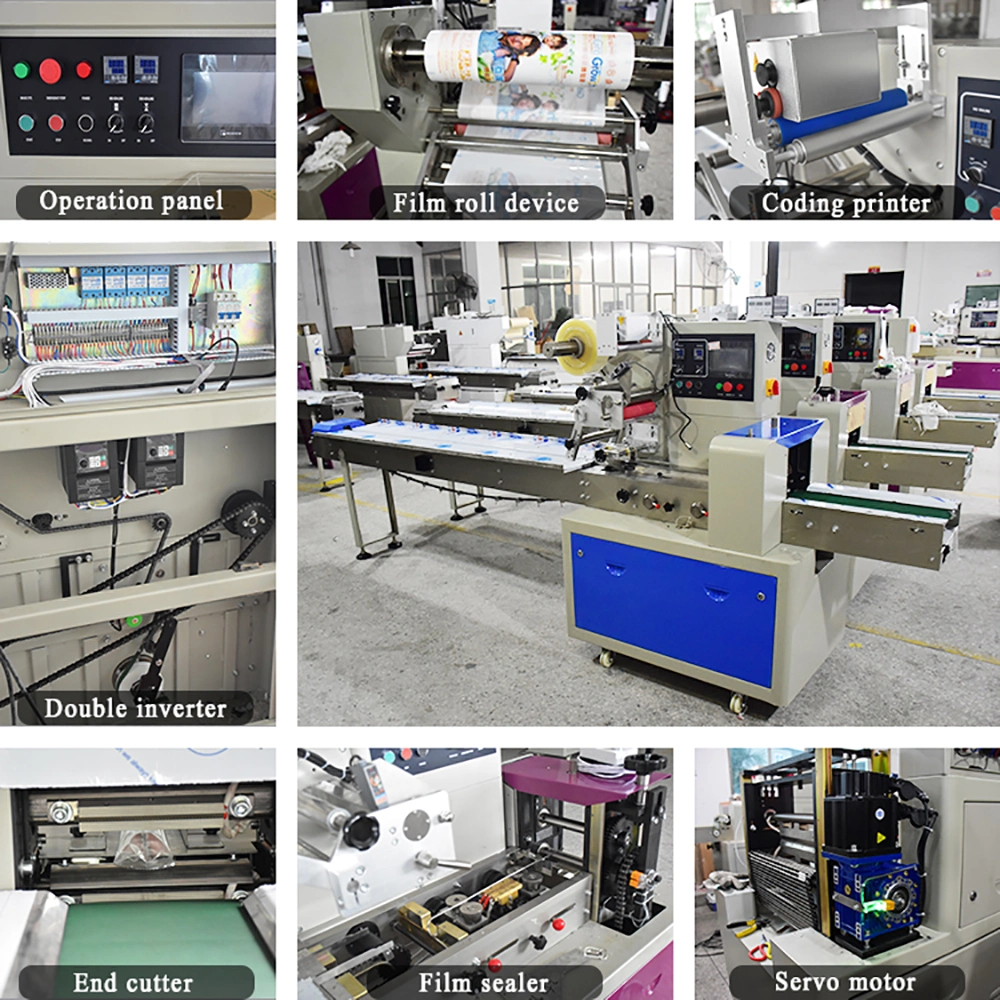 Automatic Horizontal Popsicle/Vegetable/Chocolate/Cake/Biscuits/Instant Noodles/Breads/Burgers/Buns/Candy Bar Food Tray Wrapping Flow Packaging Packing Machine