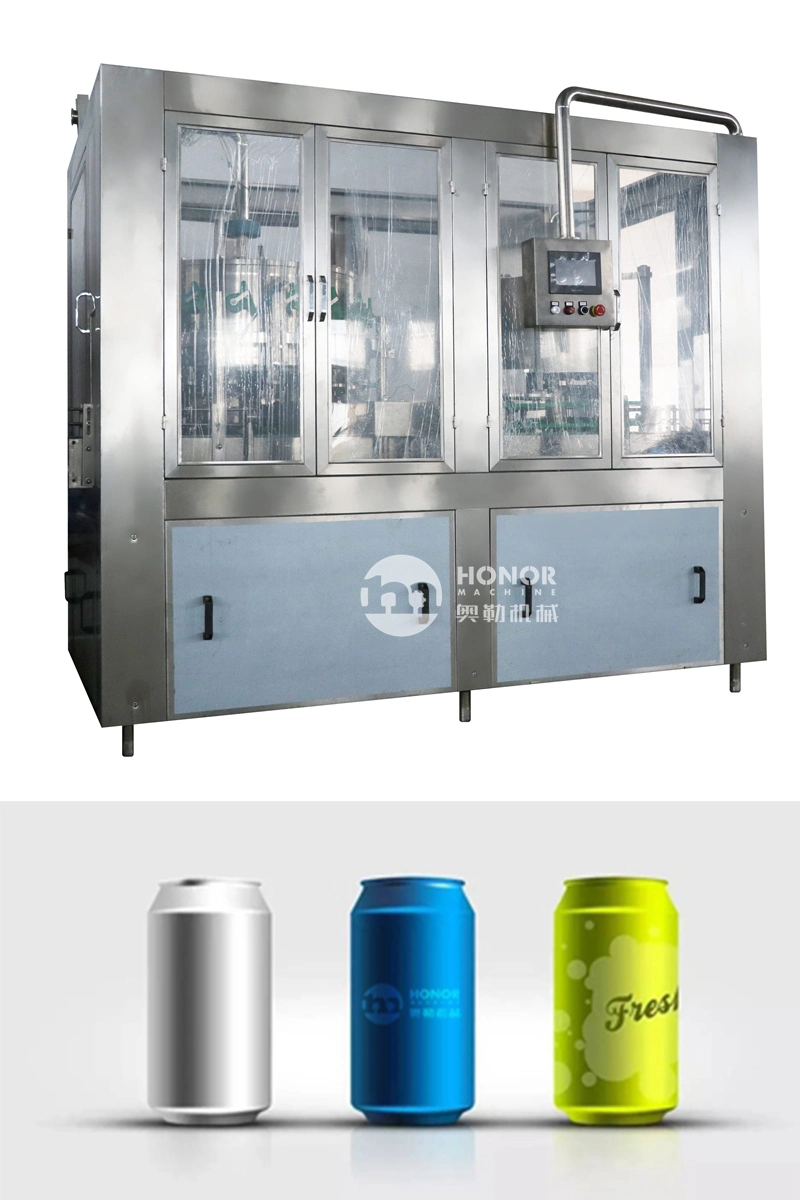 Fully Automatic 250ml/330ml Small Size Aluminum Pet Can Juice Water Soft Drink Beverage Filling Sealing Labeling Washing Blow Packing/Packaging/Making Machine