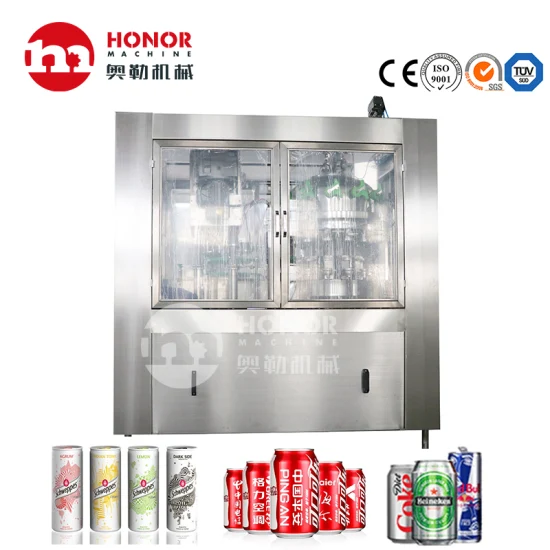 Fully Automatic 250ml/330ml Small Size Aluminum Pet Can Juice Water Soft Drink Beverage Filling Sealing Labeling Washing Blow Packing/Packaging/Making Machine