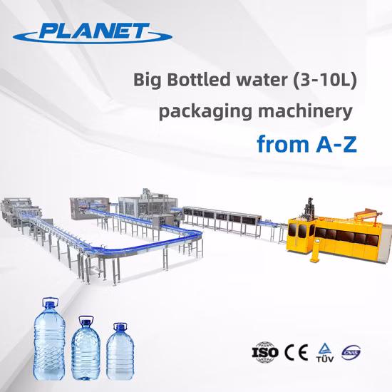 Turnkey Project 3L/5L/8L/10L Pet Plastic Bottle Drinking Water Blowing Molding Rinsing Filling Capping Screwing Labeling Packing/Packaging 3 in 1 Machine